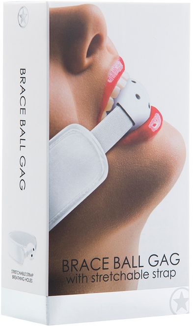Hovedbilde Brace Ball Gag med Elastisk Stropp hvit